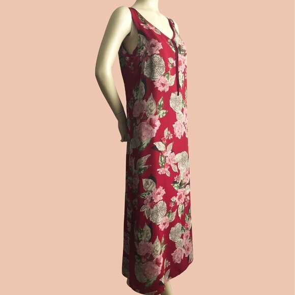 Double-Sided Maxi Floral Red Dress - Picture 3 of 7